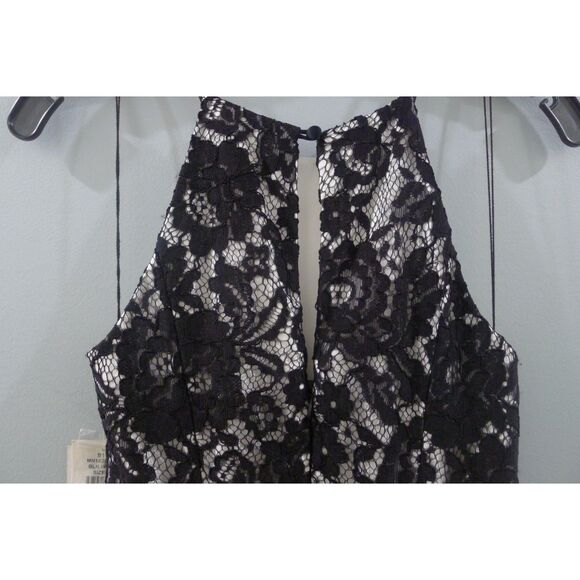 Aidan Mattox Lace Hi Lo Dress - Black Ivory 2 - Picture 4 of 8